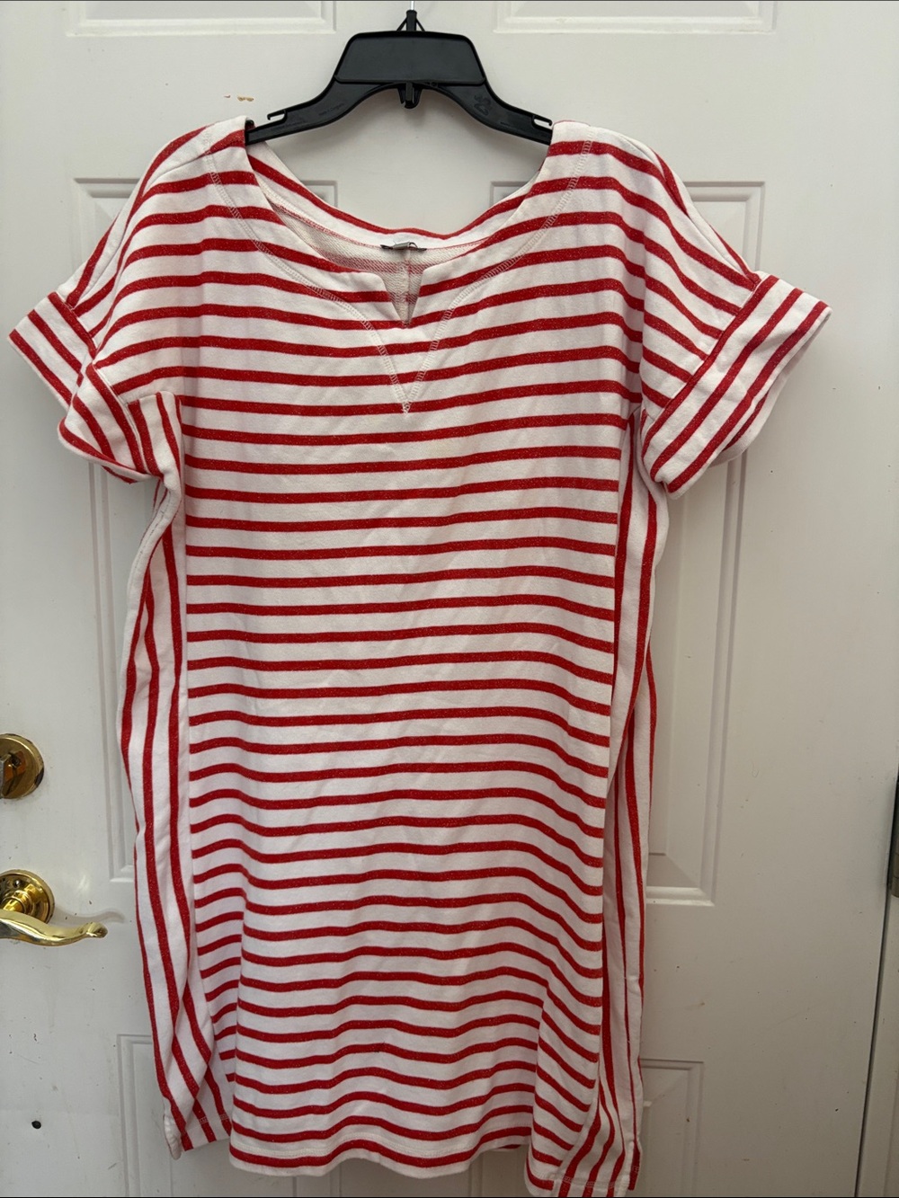Talbots Red & White Striped Casual Tee Dress